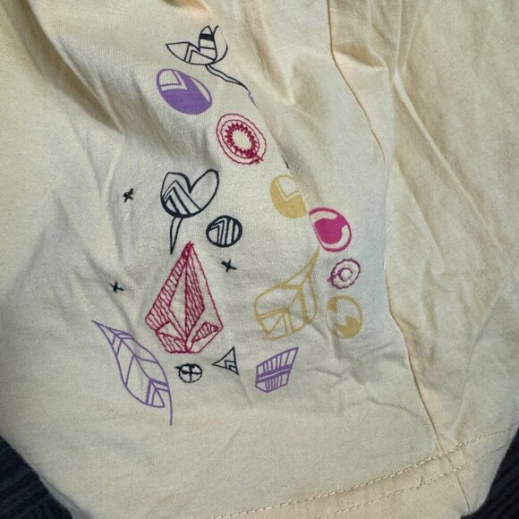 Volcom yellow drop waist mini dress with ruffles and flowers.  Size large - Picture 5 of 8